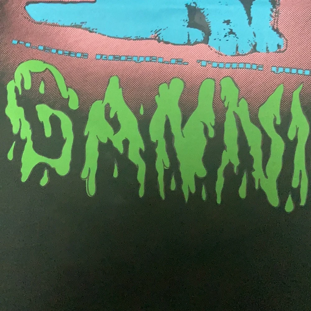 Ganni Black Blue Kitten Drippy Logo T-shirt | NWT Designer casual Essential Larg - Picture 6 of 6